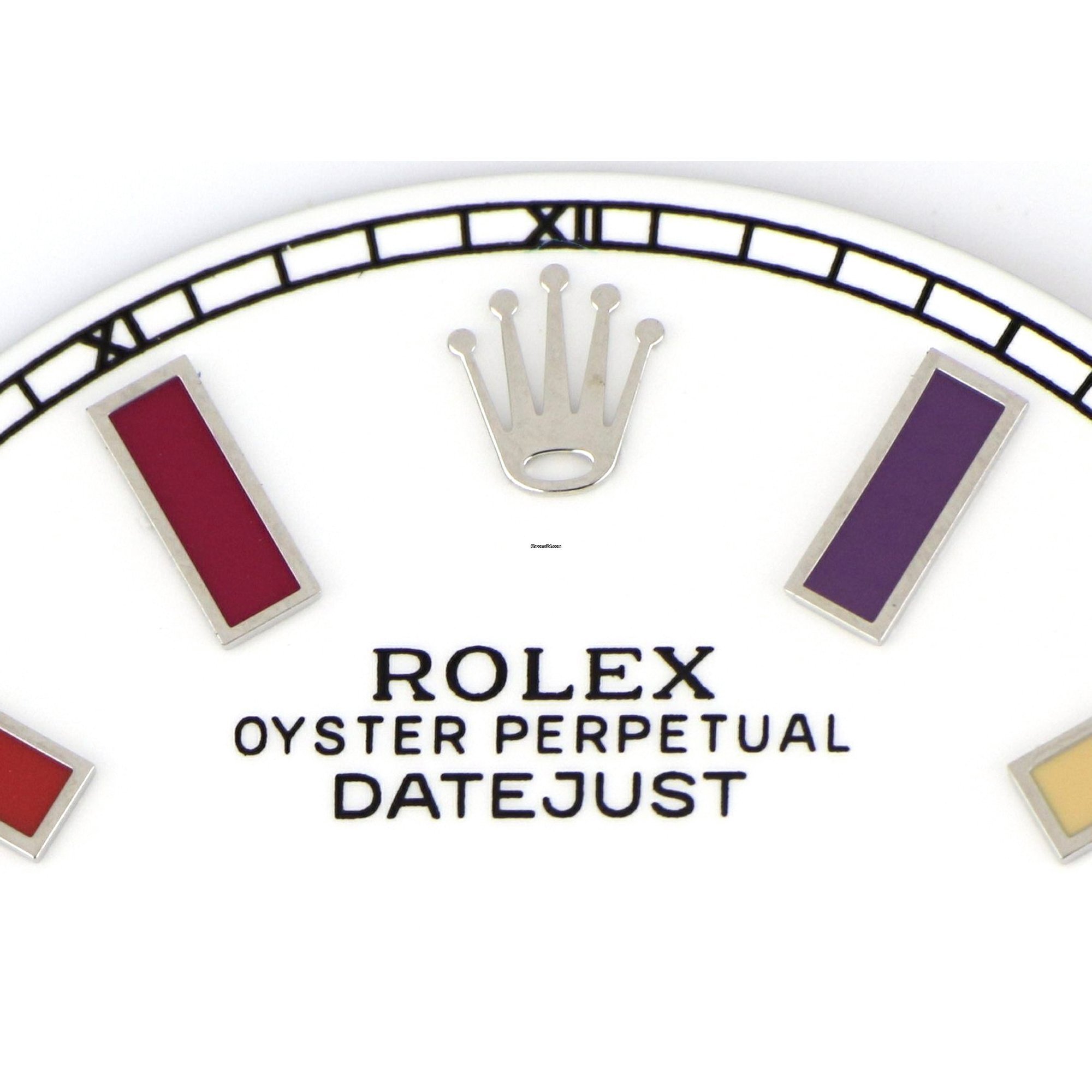 Quadrante Rolex Datejust colore bianco con indici colorati – BlackGold  Luxury
