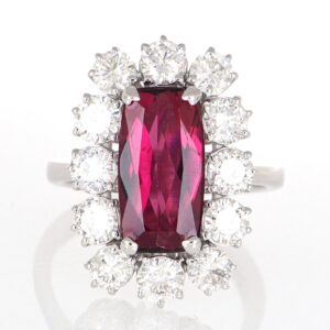 Anello in oro 18kt con rubellite e diamanti Firmato Capri Gold